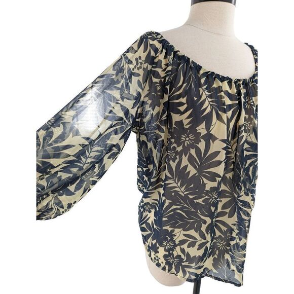 Pleione Women's Printed Semi-Transparent Dolman Sleeves Blouse Size Large - Picture 7 of 14